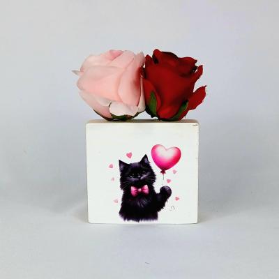 Deco roses rouge chat