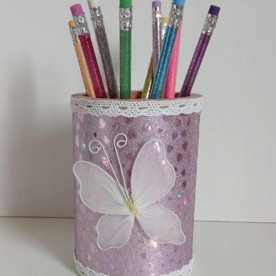 Pot a crayons papillon organza 1